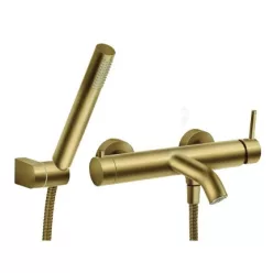   Kádtöltő csaptelep, Ferro Ciriculus kádtöltő csaptelep zuhanyszettel, szálcsiszolt arany BCK11BG