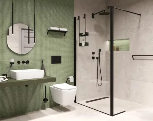 WC kefe tartó, Deante Silia fali wc kefe tartó, fekete ADI_N711
