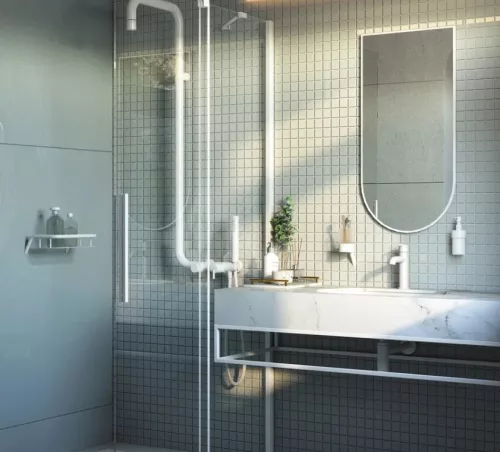 Tükör, Deante Silia tükör függő keretben, fehér 50x100 cm ADI_A851