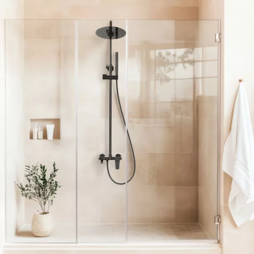 Zuhanyszett, Invena Alonia zuhanyszett, fényes fekete AU-70-D04-V