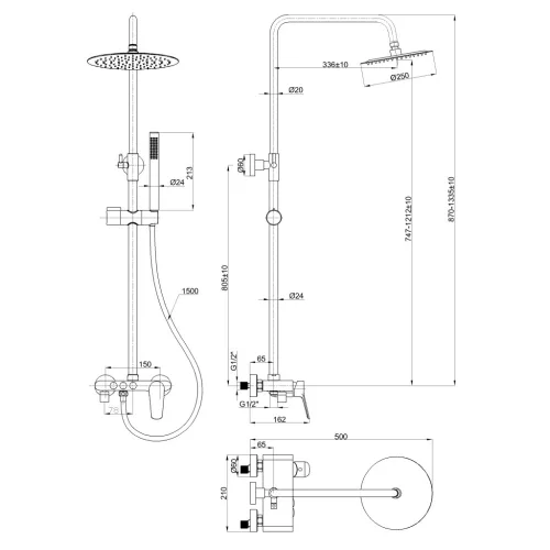 Zuhanyszett, Invena Alonia zuhanyszett, szálcsiszolt arany AU-70-D09-V