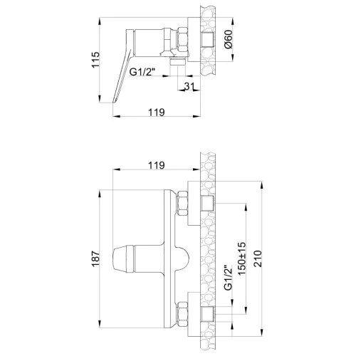 Zuhany csaptelep, Invena Alonia zuhany csaptelep, króm BN-70-001-V