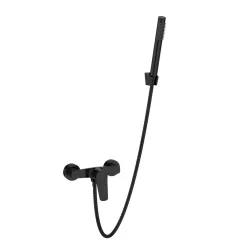   Zuhany csaptelep, Invena Alonia zuhany csaptelep zuhanyszettel, fényes fekete BN-70-004-V