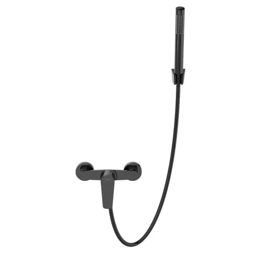 Zuhany csaptelep, Invena Alonia zuhany csaptelep zuhanyszettel, fényes fekete BN-70-004-V