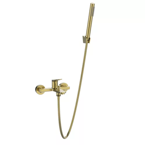 Kádtöltő csaptelep, Invena Alonia kádtöltő csaptelep zuhanyszettel,szálcsiszolt arany BW-70-009-V