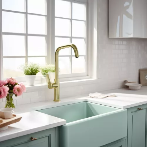 Mosogató csaptelep, Invena Alonia mosogató csaptelep, szálcsiszolt arany BZ-70-009-V