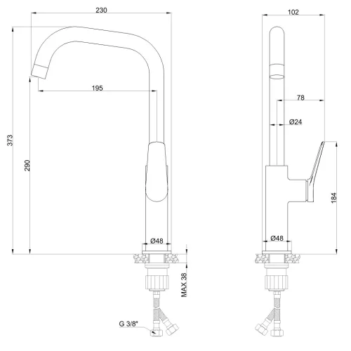 Mosogató csaptelep, Invena Alonia mosogató csaptelep, szálcsiszolt arany BZ-70-009-V