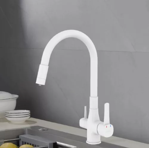 Mosogató csaptelep, Invena Glamour mosogató csaptelep vízszűrővel, fehér BZ-02-F02-V