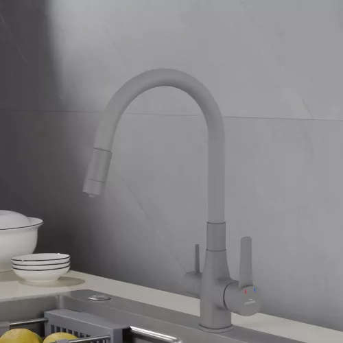 Mosogató csaptelep, Invena Glamour mosogató csaptelep vízszűrővel, szürke BZ-02-F05-V