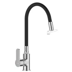   Mosogató csaptelep, Invena Ksanti Slim 2F mosogató csaptelep, fekete/króm BZ-37-008-L