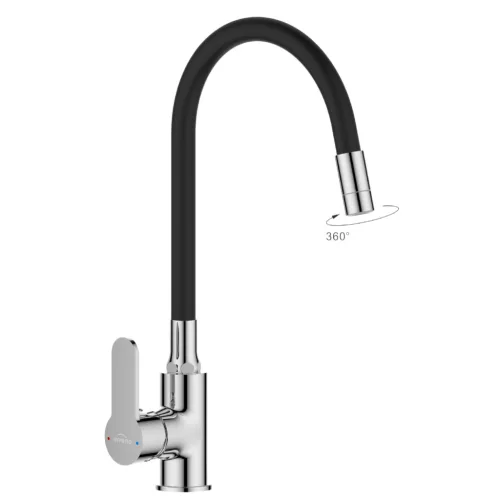 Mosogató csaptelep, Invena Ksanti Slim 2F mosogató csaptelep, fekete/króm BZ-37-008-L