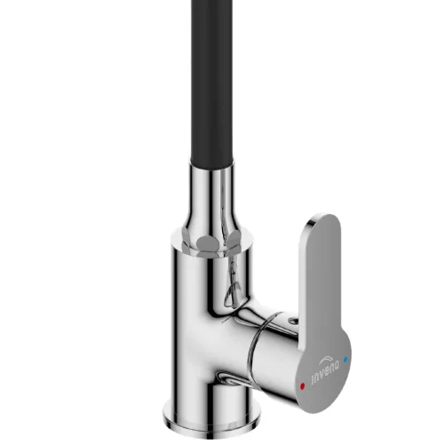 Mosogató csaptelep, Invena Ksanti Slim 2F mosogató csaptelep, fekete/króm BZ-37-008-L