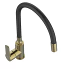 Mosogató csaptelep,Invena Ksanti Slim 2F mosogató csaptelep,fekete/szálcsiszolt arany BZ-37-009-L