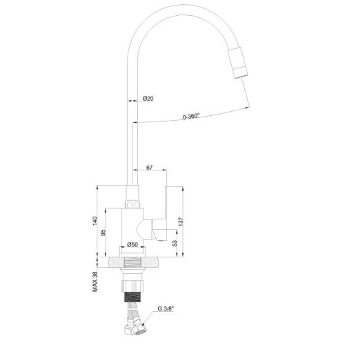 Mosogató csaptelep, Invena Ksanti Slim 2F mosogató csaptelep, szürke BZ-37-023-L
