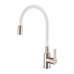   Mosogató csaptelep, Invena Ksanti Slim 2F mosogató csaptelep, fehér/inox BZ-37-I02-L