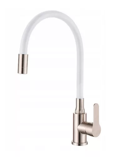 Mosogató csaptelep, Invena Ksanti Slim 2F mosogató csaptelep, fehér/inox BZ-37-I02-L