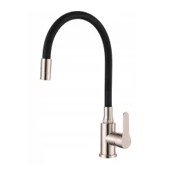   Mosogató csaptelep, Invena Ksanti Slim 2F mosogató csaptelep, fekete/inox BZ-37-I43-L