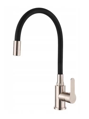 Mosogató csaptelep, Invena Ksanti Slim 2F mosogató csaptelep, fekete/inox BZ-37-I43-L