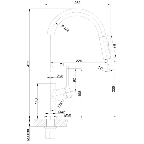 Mosogató csaptelep, Invena Farsala mosogató csaptelep, króm BZ-40-U01-S
