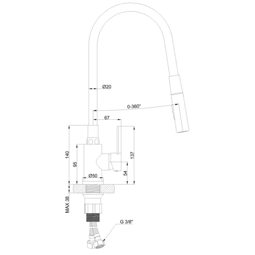 Mosogató csaptelep, Invena Dalis Slim 2F mosogató csaptelep, bézs BZ-64-003-L