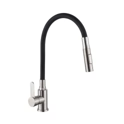   Mosogató csaptelep, Invena Dalis Slim 2F mosogató csaptelep, fekete/inox BZ-64-043-L