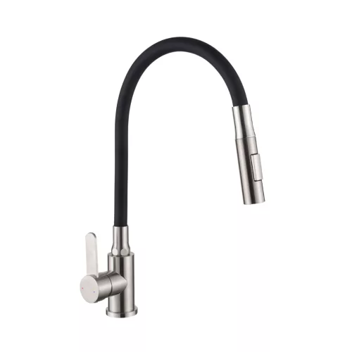 Mosogató csaptelep, Invena Dalis Slim 2F mosogató csaptelep, fekete/inox BZ-64-043-L