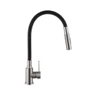 Mosogató csaptelep, Invena Dalis Slim 2F mosogató csaptelep, fekete/inox BZ-64-043-L