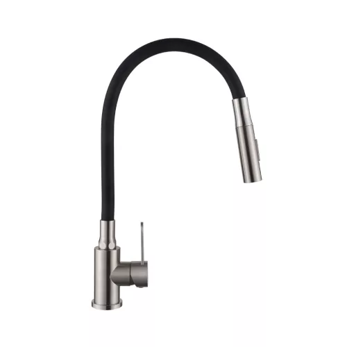 Mosogató csaptelep, Invena Dalis Slim 2F mosogató csaptelep, fekete/inox BZ-64-043-L