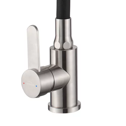Mosogató csaptelep, Invena Dalis Slim 2F mosogató csaptelep, fekete/inox BZ-64-043-L
