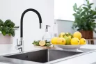 Mosogató csaptelep, Invena Silva mosogató csaptelep, inox/fekete BZ-86-043-L