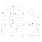 Kád, Invena Astri kád 150x75 cm, jobbos AN-03-15P-F