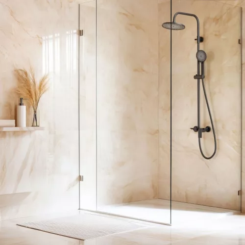 Zuhanyszett, Invena Rikia zuhanyszett zuhany csapteleppel, fekete AU-24-B04-G