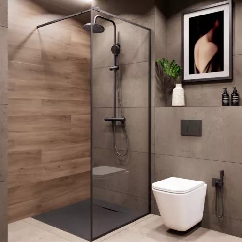 Zuhanyszett, Invena Volos zuhanyszett termosztátos csapteleppel, fekete AU-37-T04-V