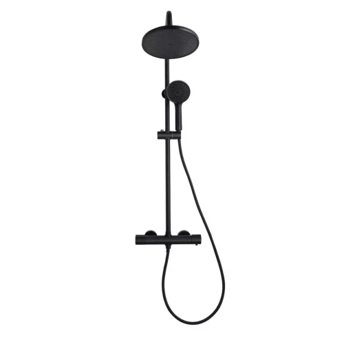 Zuhanyszett, Invena Volos zuhanyszett termosztátos csapteleppel, fekete AU-37-T04-V