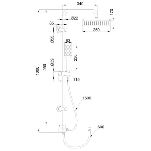 Zuhanyszett, Invena Amfisa zuhanyszett csaptelep nélkül, króm AU-39-001-K