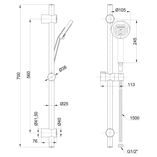 Zuhanyszett, Invena Kalitea zuhanyszett, fekete AU-72-Z04-V