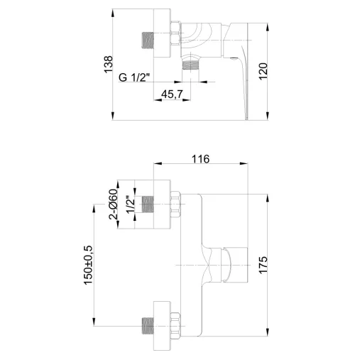 Zuhany csaptelep, Invena Pinios zuhany csaptelep zuhanyszett nélkül, króm BN-92-001-X