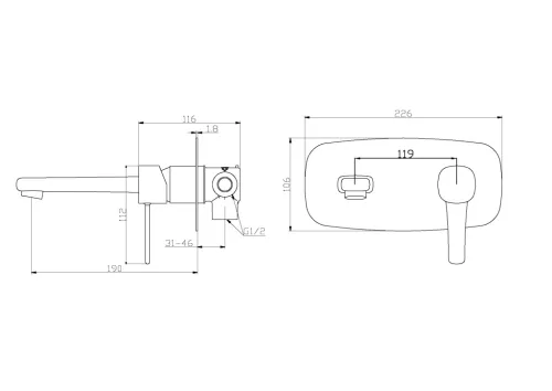 Falba süllyesztett csaptelep, Invena Glamour mosdó csaptelep, réz BP-02-U14-V