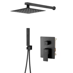   Falba süllyesztett csaptelep, Invena Paros zuhanyrendszer, fekete BS-09-004-L