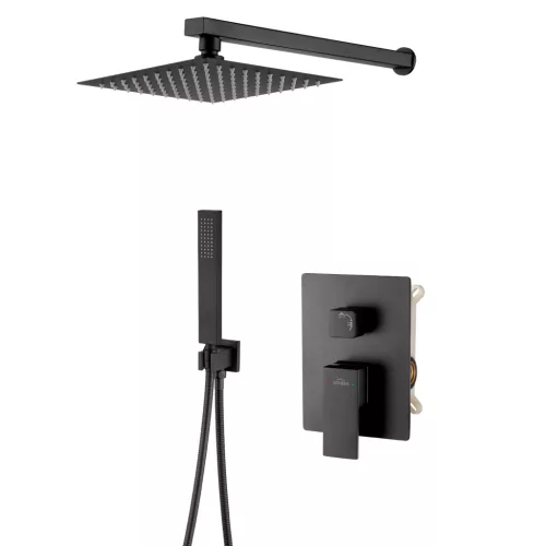 Falba süllyesztett csaptelep, Invena Paros zuhanyrendszer, fekete BS-09-004-L