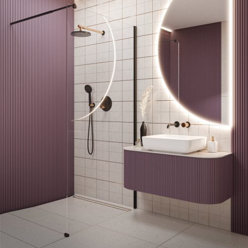 Falba süllyesztett csaptelep, Invena Moonlight zuhanyrendszer, fekete/rózsaarany BS-77-014-V