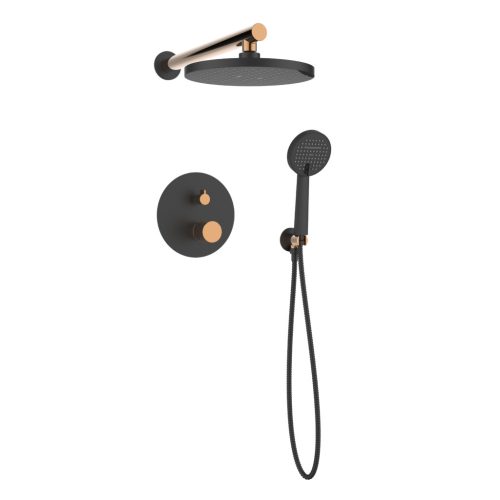 Falba süllyesztett csaptelep, Invena Moonlight zuhanyrendszer, fekete/rózsaarany BS-77-014-V