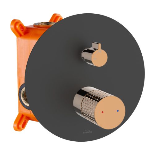 Falba süllyesztett csaptelep, Invena Moonlight zuhanyrendszer, fekete/rózsaarany BS-77-014-V