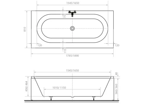 Kád, M-Acryl Flexa vágható kád 189x81