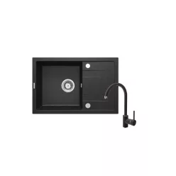   Mosogatótálca, Deante Corio 1 medencés gránit mosogató csapteleppel, grafit ZRCA2113