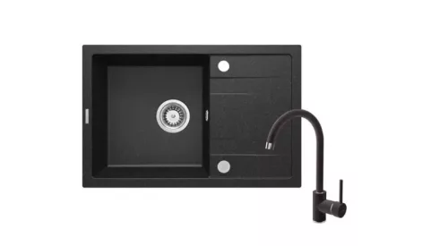 Mosogatótálca, Deante Corio 1 medencés gránit mosogató csapteleppel, grafit ZRCA2113