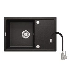   Mosogatótálca, Deante Corio 1 medencés gránit mosogató csapteleppel, grafit ZRCP2113