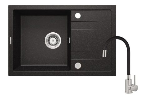 Mosogatótálca, Deante Corio 1 medencés gránit mosogató csapteleppel, grafit ZRCP2113