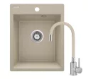 Mosogatótálca, Deante Corio 1 medencés gránit mosogató csapteleppel, homok ZRCP7103