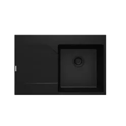   Mosogatótálca, Deante Evora 1 medencés gránit mosogató csepegtetővel, balos, fekete ZQJ_N11L